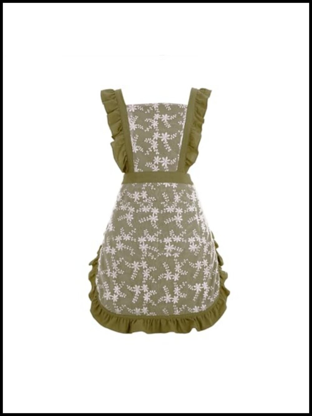 Vintage Floral Pinafore Apron with Pockets Polyester Cotton Kitchen Apron